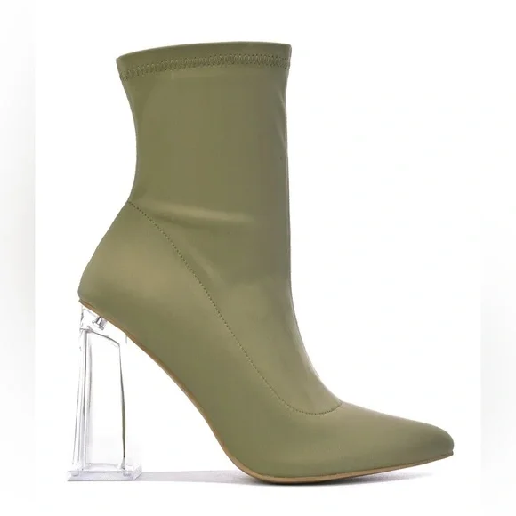 Taupe clear heeled bootie - Picture 1 of 4
